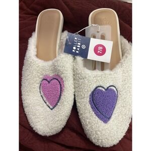 Roller Rabbit x Target Disco Hearts Wave Fuzzy House Slippers Size M 7 Wedding